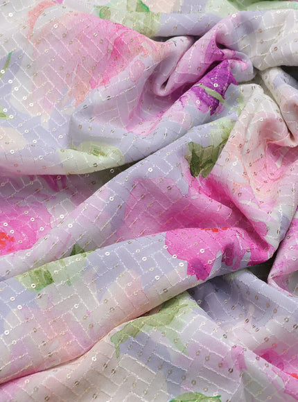 Multi Colour Georgette Embroidery Saree