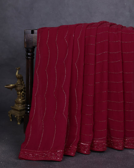Red Georgette Embroidery Saree