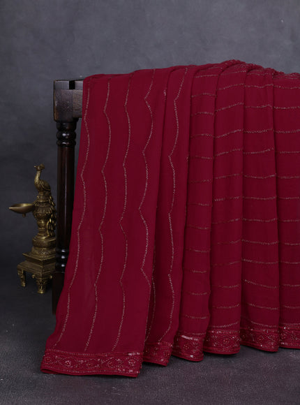 Red Georgette Embroidery Saree