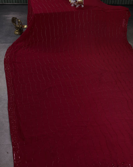 Red Georgette Embroidery Saree