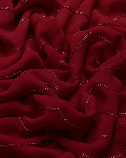 Red Georgette Embroidery Saree