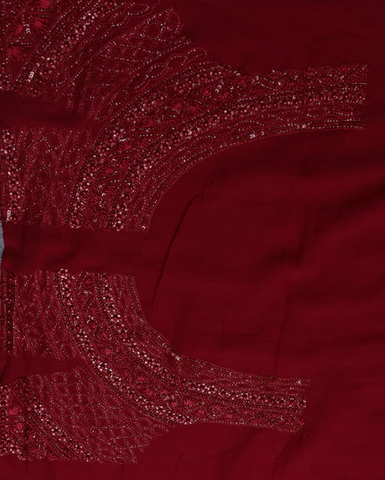 Red Georgette Embroidery Saree