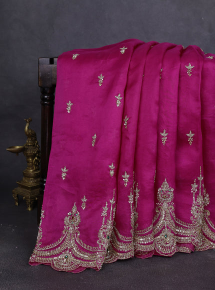 Rani Pink Organza Embroidery Saree
