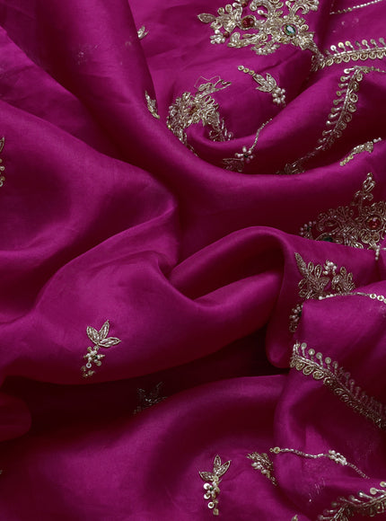 Rani Pink Organza Embroidery Saree