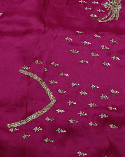 Rani Pink Organza Embroidery Saree
