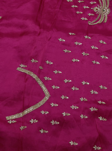 Rani Pink Organza Embroidery Saree