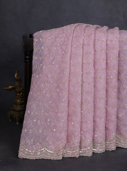 Pastel Pink Organza Embroidery Saree