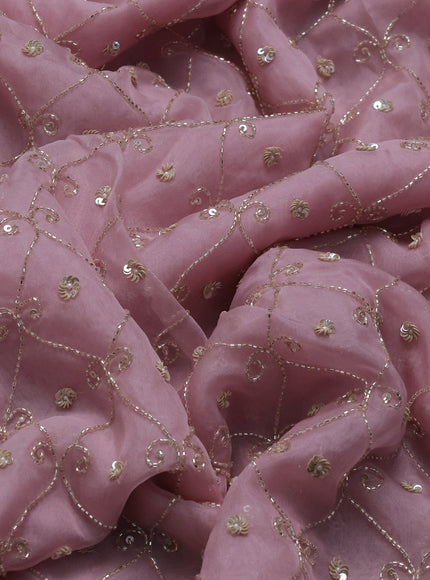 Pastel Pink Organza Embroidery Saree