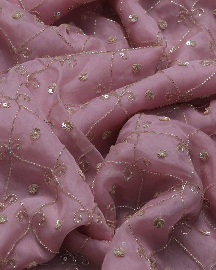 Pastel Pink Organza Embroidery Saree