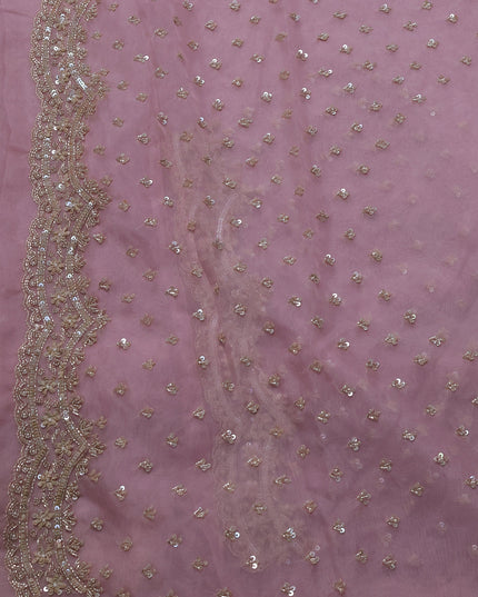Pastel Pink Organza Embroidery Saree