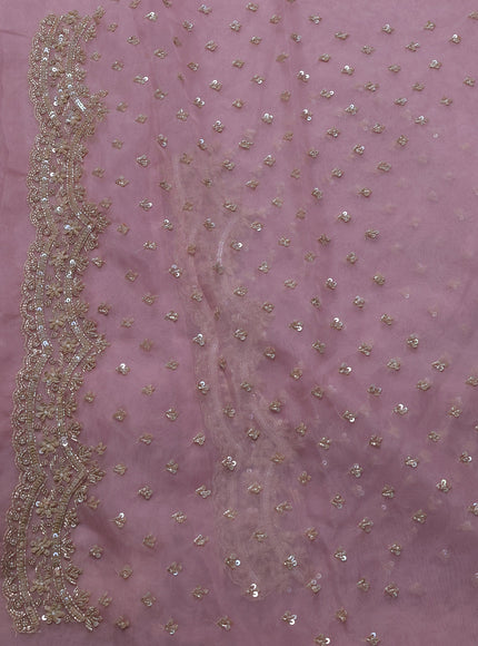 Pastel Pink Organza Embroidery Saree