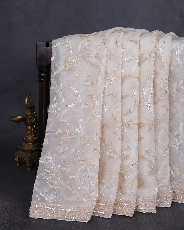 Off White Organza Embroidery Saree