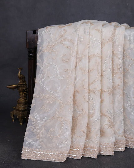 Off White Organza Embroidery Saree