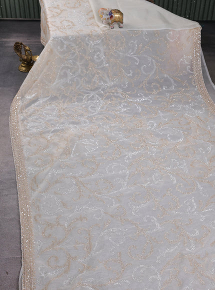 Off White Organza Embroidery Saree