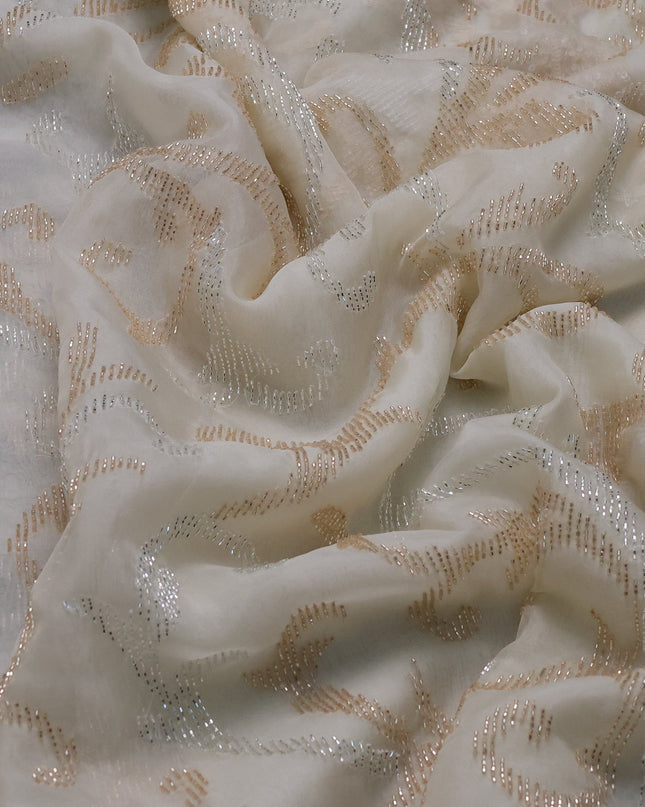 Off White Organza Embroidery Saree