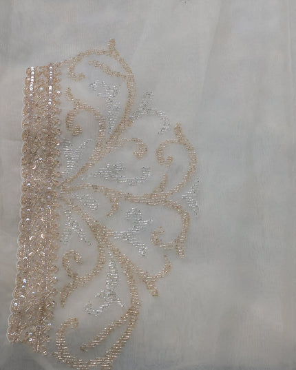 Off White Organza Embroidery Saree