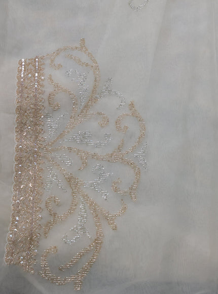 Off White Organza Embroidery Saree