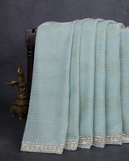 Sky Blue Organza Embroidery Saree
