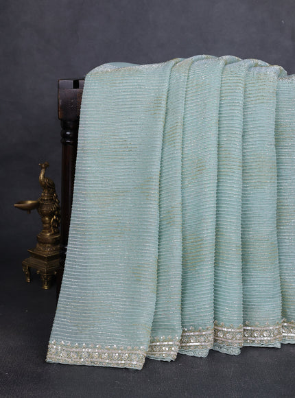 Sky Blue Organza Embroidery Saree