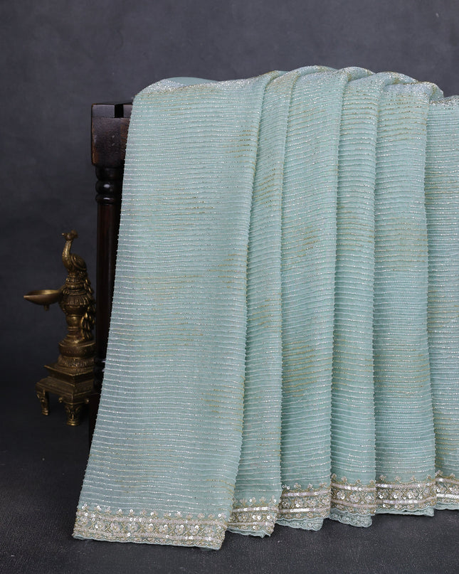 Sky Blue Organza Embroidery Saree