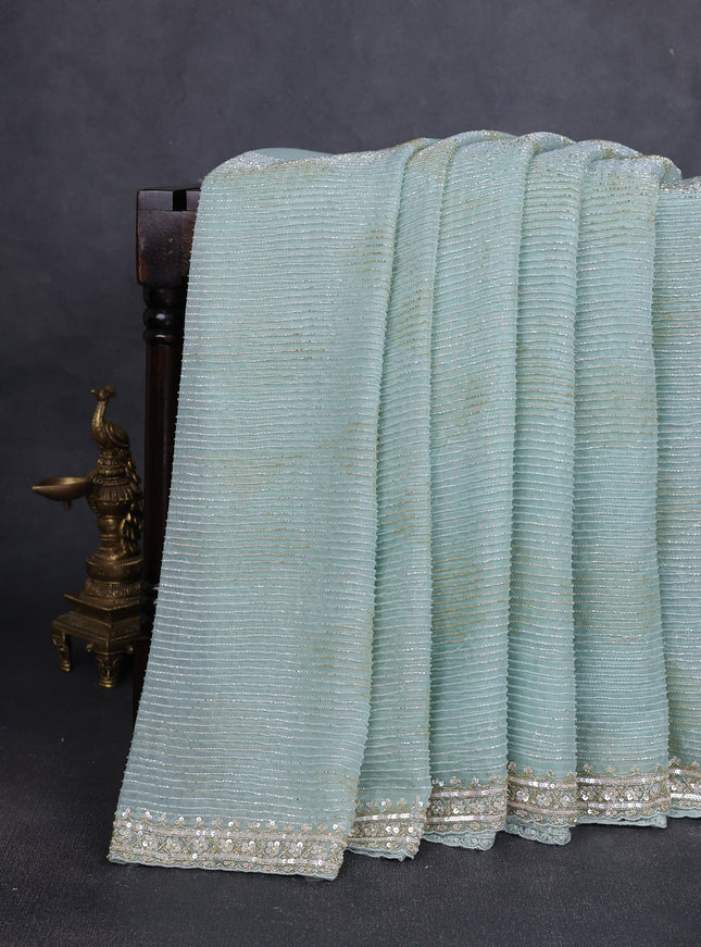 Sky Blue Organza Embroidery Saree