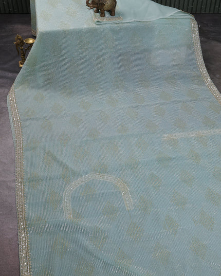 Sky Blue Organza Embroidery Saree