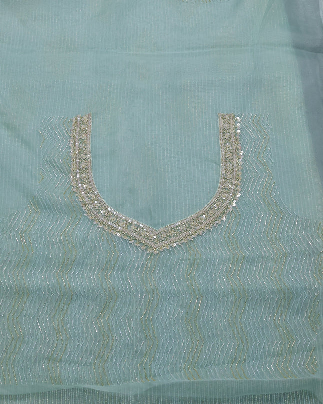 Sky Blue Organza Embroidery Saree