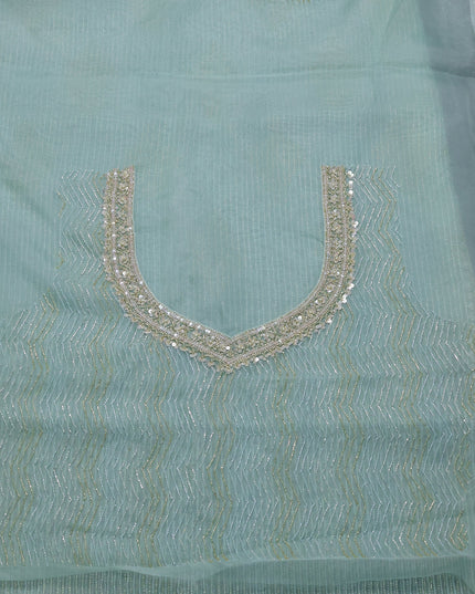 Sky Blue Organza Embroidery Saree