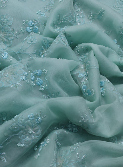 Sky Blue Organza Embroidery Saree