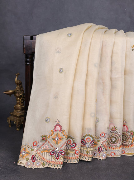 Sandal Organza Embroidery Saree