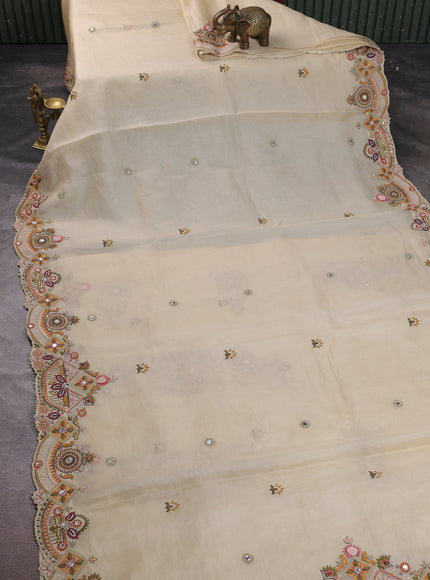 Sandal Organza Embroidery Saree