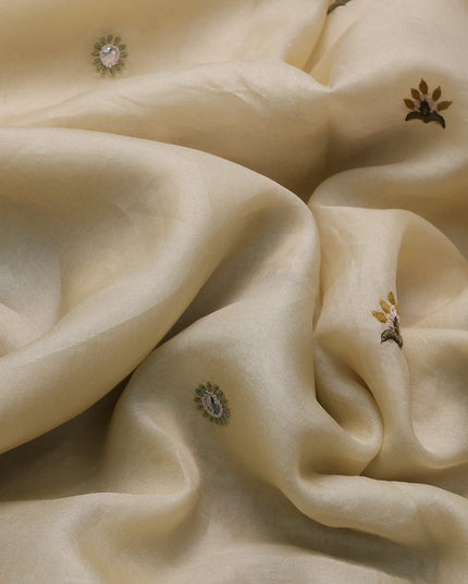 Sandal Organza Embroidery Saree