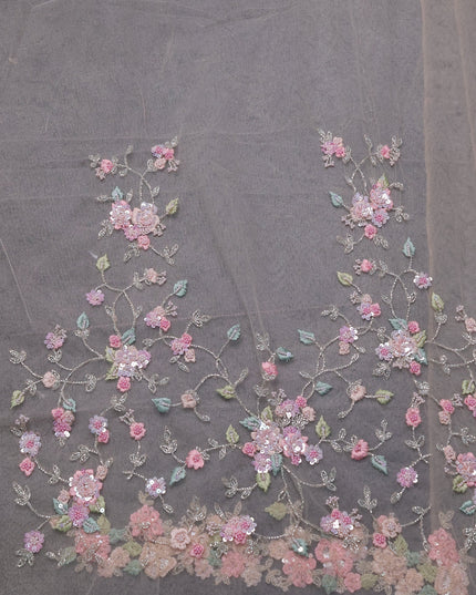 Beige Organza Embroidery Saree