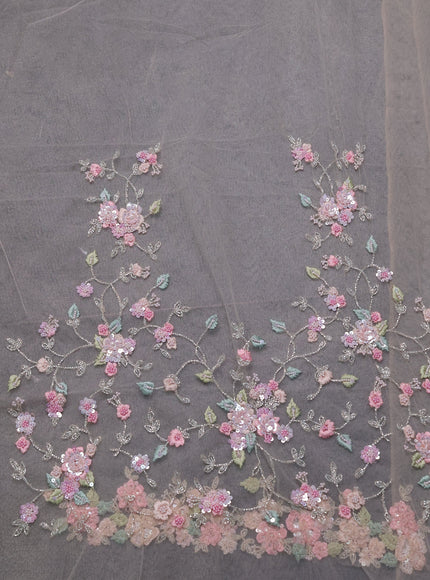 Beige Organza Embroidery Saree
