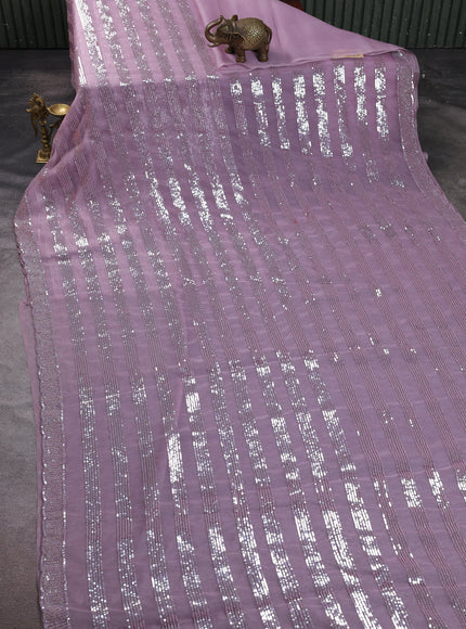 Lavender Organza Embroidery Saree