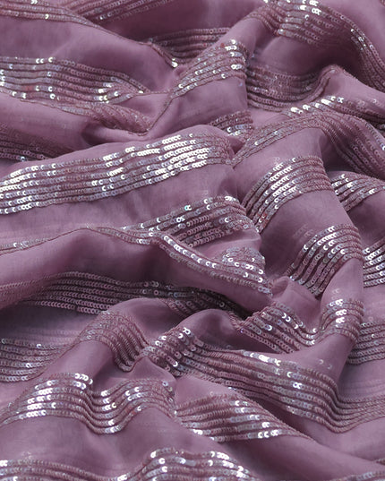 Lavender Organza Embroidery Saree