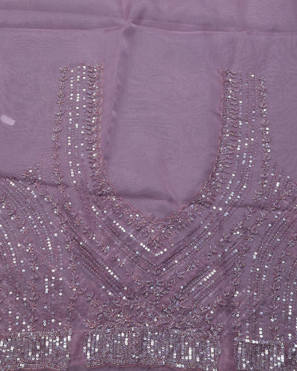 Lavender Organza Embroidery Saree