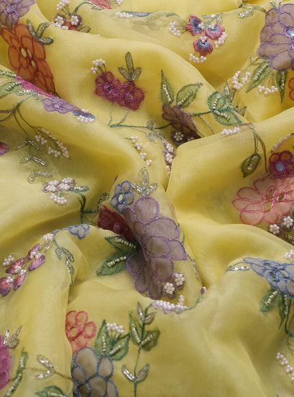 Yellow Organza Embroidery Saree