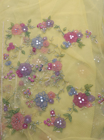 Yellow Organza Embroidery Saree