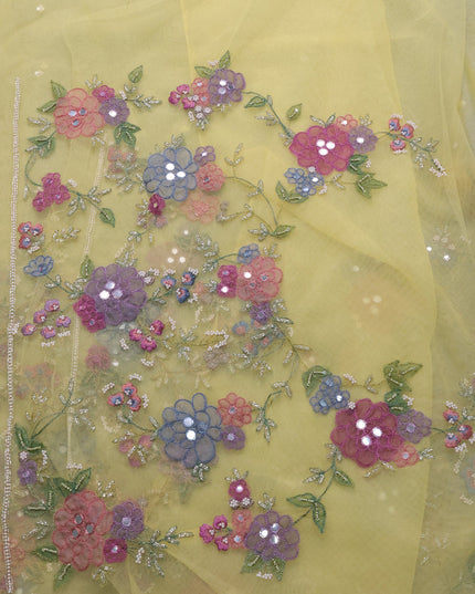Yellow Organza Embroidery Saree