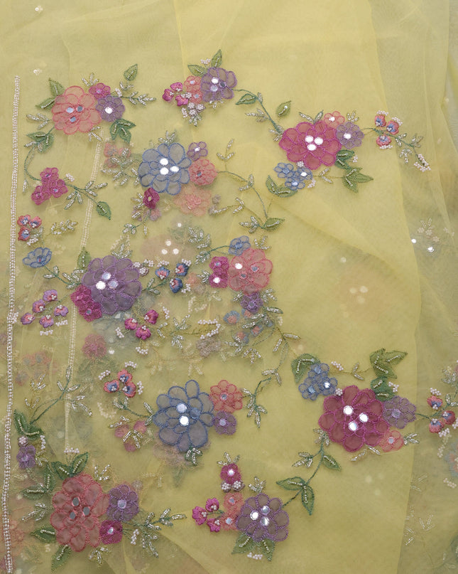 Yellow Organza Embroidery Saree