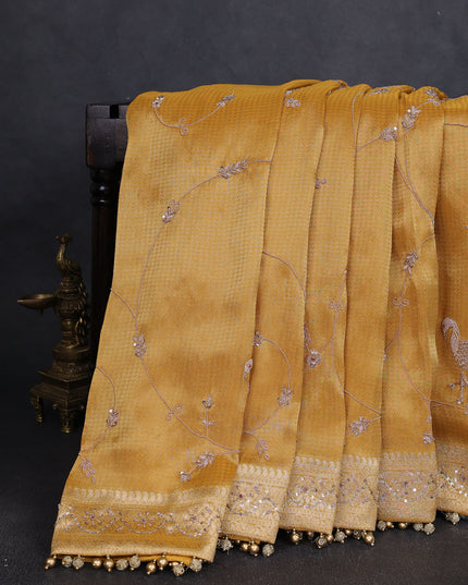 Yellow Banarasi Silk Saree
