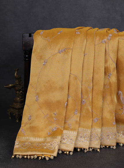Yellow Banarasi Silk Saree