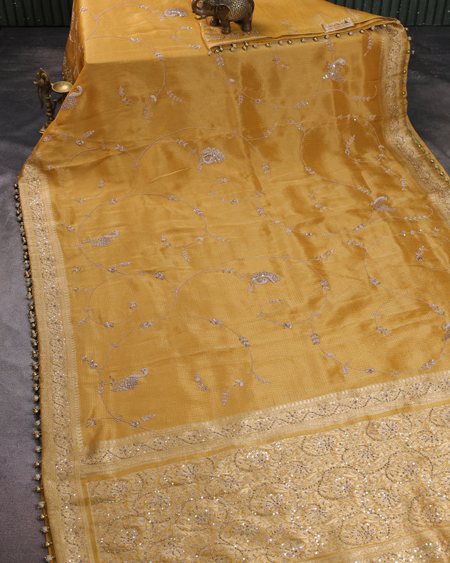 Yellow Banarasi Silk Saree