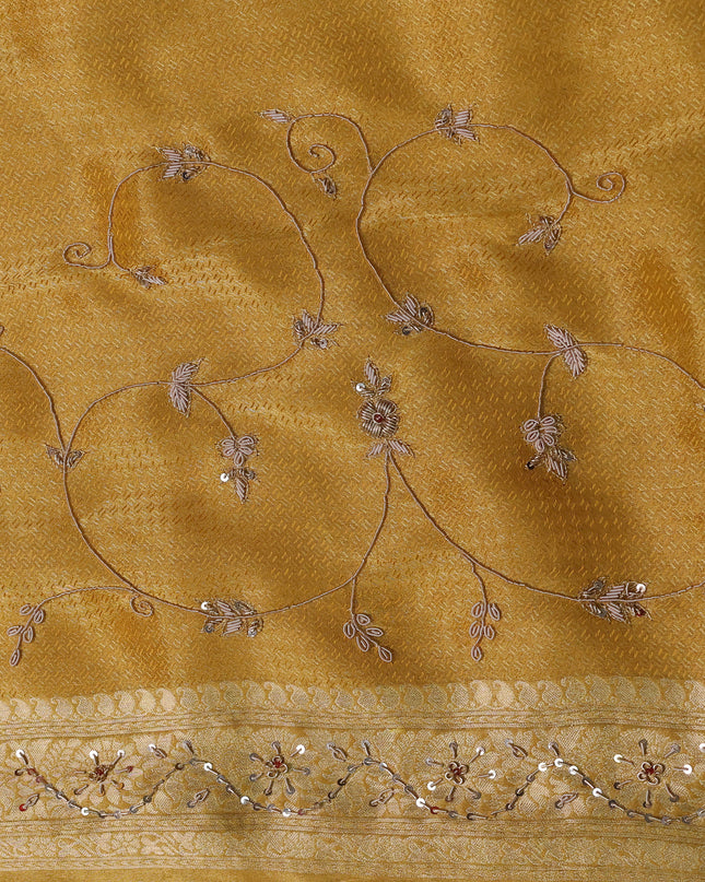 Yellow Banarasi Silk Saree