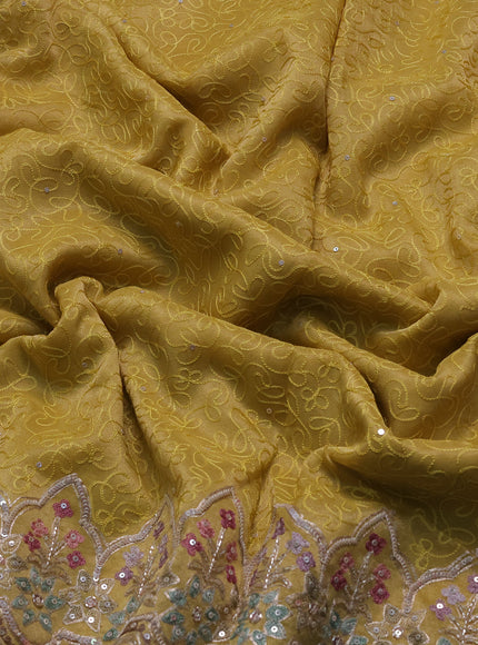 Yellow Tissue Embroidery Saree