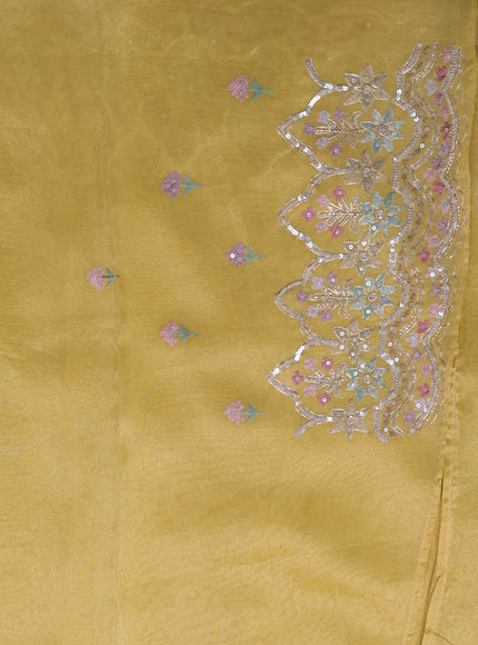 Yellow Tissue Embroidery Saree