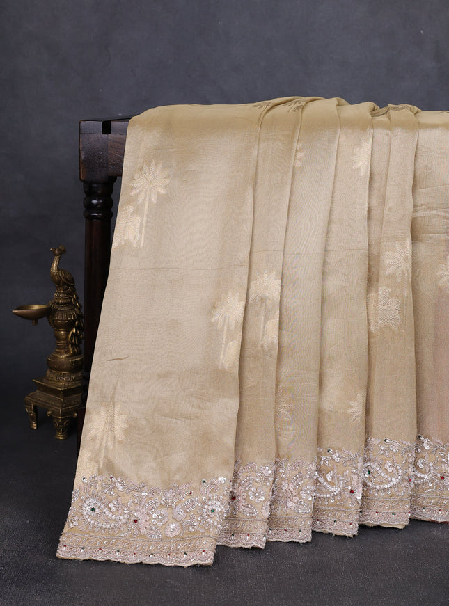 Beige Tissue Silk Saree