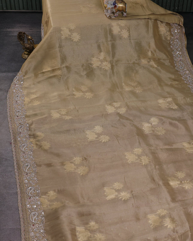 Beige Tissue Silk Saree