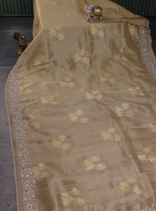 Beige Tissue Silk Saree